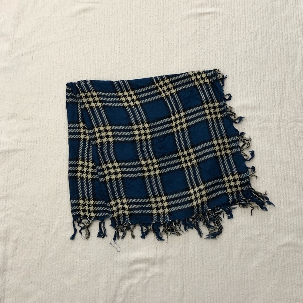 Delicia | Blue & Black Plaid Houndstooth Scarf